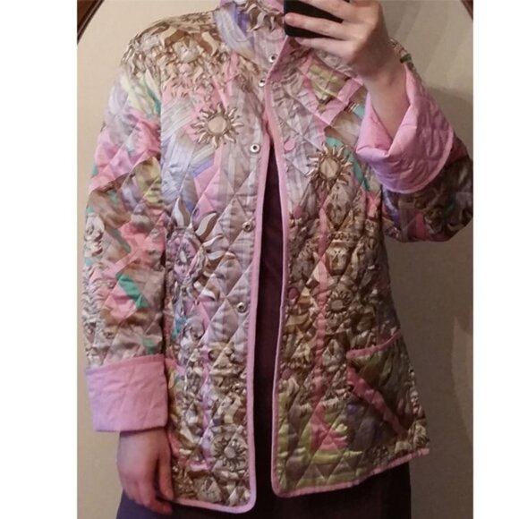 VicaModa Reversable 100% Silk Shell Light Quilted Jacket 10-8 Bubble Gum Pink - Picture 2 of 11